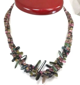 425.24 CT Natural Colorfully Tourmaline Sterling Silver Necklace (Free Gift Box) - Picture 1 of 4