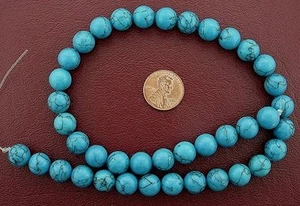 10mm Round Gems Synthetic Turquoise Beads 15" Strand - Picture 1 of 1