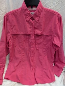 World Wide Sportsman Women SMALL Fishing Shirt Coral Pink L/S Button Up Roll Tab - Picture 1 of 17