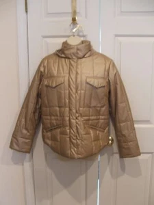 NEW Newport News METALLIC BEIGE Puffer Jacket detachable hood Size medium - Picture 1 of 4