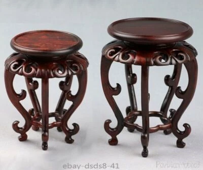 红木雕刻鱼缸展示架盆景茶壶石花瓶花架底座 — 第 1/3 张图片