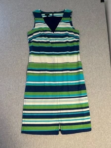 TALBOT'S Striped Sleeveless Shift Dress Size - 4 Pockets Lined Classic Resort - Picture 1 of 4
