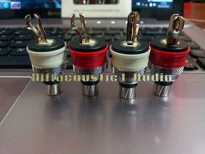 4x High End Hifi 028 Pure Copper Rhodium Plated RCA Socket Female Chassis - Picture 1 of 1
