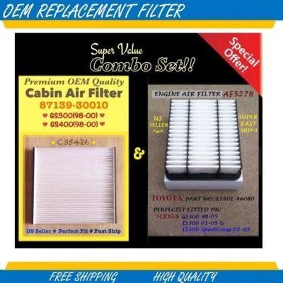 FILTRO DE AIRE MOTOR Y CABINA Se adapta a Lexus GS300 1998 1999 2000 Excelente ajuste Vendedor de EE. UU. Foto 1 de 4