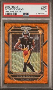 2022 Panini Prizm #329 George Pickens #/60 Orange WAVE Rookie Card RC PSA 9 MINT