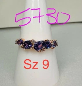 Bomboniera Anello Festa Gioielli Tg9 RBP Viola Grappolo Gemme Oro Rosa Pl - Foto 1 di 6
