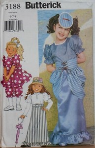 Butterick Sewing Pattern 3188 Dress Pantaloons & Hat Edwardian Age 6-8 Costume 