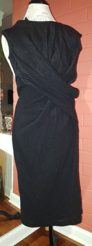 Abito vintage Alexander Wang in lana e pelle nera con orlo XS S MAI INDOSSATO