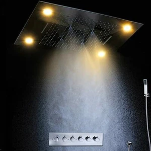 Sistema de ducha de lluvia LED montado en el techo, 23 por 31 pulgadas bronce frotado con aceite - Imagen 1 de 9