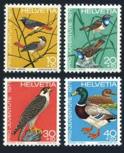 Switzerland B402-B405, MNH. Mi 960-963. Birds-1971: Redstarts, Falcon, Mallards. - Picture 1 of 1