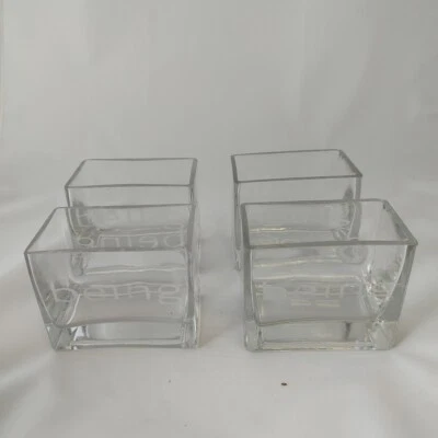 Set of Four Small Rectangular Glass Plant Pots Trinket Pots ect. - Image 1 of 3
