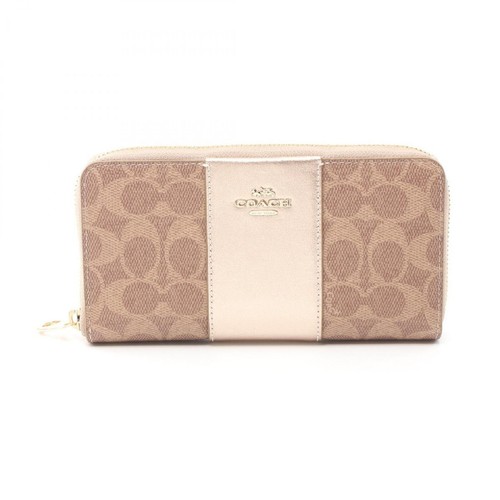 Portafoglio Coach Boxato Firmato Zip Around Off Rivestimento in PVC