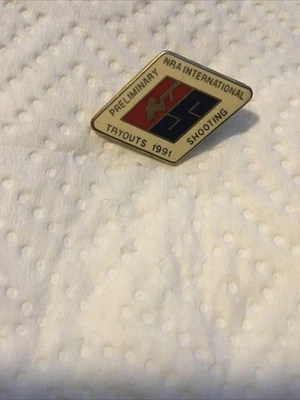 1990 NRA INTERNATIONAL TRYOUTS SHOOTING PIN Tie Tack VTG - Image 1 of 2