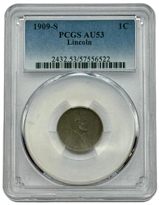 1909-S Lincoln Cent 1C, PCGS AU53, Key Date San Francisco Mint Penny. - Picture 1 of 2