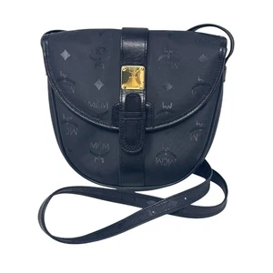 Bolso Bandolera [EBAY LIVE] Vintage MCM Negro Visettos Signature  - Imagen 1 de 9
