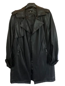 Bagatelle Womens Open Front Faux Leather Trench Coat Jacket Black Size Small - Picture 1 of 10
