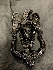 Vintage Black Cast Iron Federal Eagle Door Knocker Architectural Salvage - Picture 1 of 4