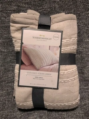 Fragua a rayas cosidas gris umbral estándar (20" x 26") 100 % algodón nueva Foto 1 de 4