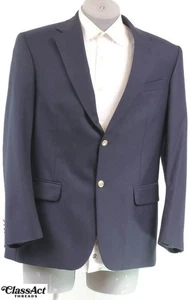 Lands End Blazer Mens Navy Gold Buttons Navy Blue Wool Sports Coat Classic 41R - Picture 1 of 10