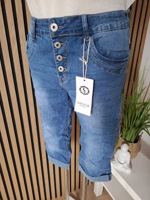 ❤️ Karostar wie Jewelly Baggy Bermuda Capri Jeans Hose 38 - 48 KC8091 - Bild 1 von 4