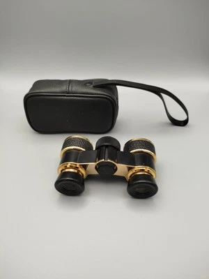 Opernglas tasco 3 X Coated in Gold schwarz mit Ledertasche - Bild 1 von 4