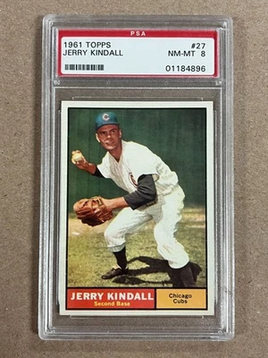 1961 Topps Jerry Kindall #27 Chicago Cubs #27 graduado PSA 8 casi nuevo-como nuevo Foto 1 de 2
