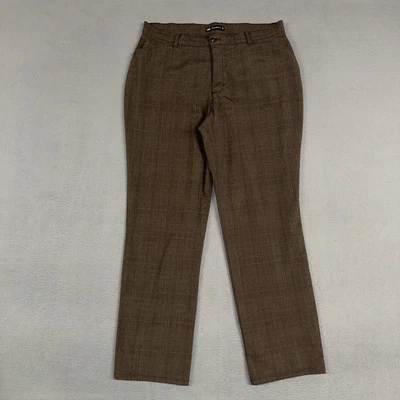 Lee Pants Women’s 14 Brown Glen Check Relaxed Fit Straight Stretch Polyester - Image 1 of 4