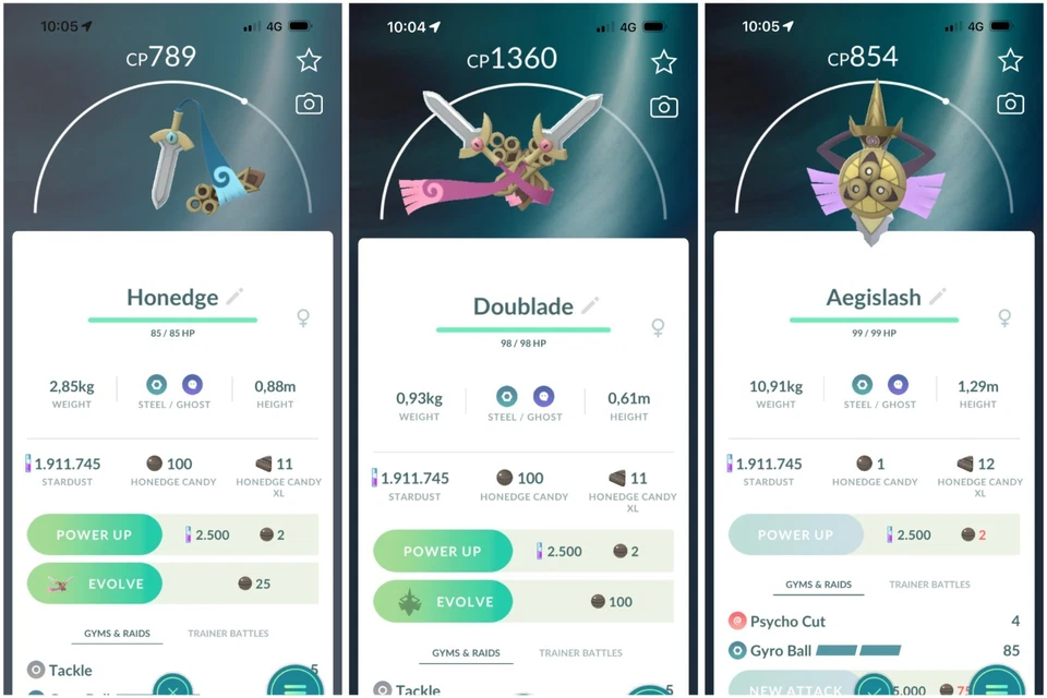 Honedge,Doublade,Aegislash (Shield Forme) | Tr-de 20k stardust - Image 1 of 1