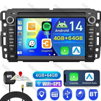 4+64GB Android 14 Car Stereo 7 Inch For GMC/Chevrolet/Buick Radio GPS Navi WIFI - Image 1 of 4