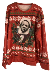 Halloween Weihnachten Mash-up rotes Sweatshirt Michael Myers als Weihnachtsmann Gr. XL - Bild 1 von 7
