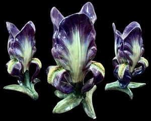 Delphin Massier French Majolica Art Nouveau Replica Iris Vase 9" Raren Vessel - Picture 1 of 14