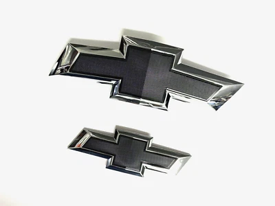 For 2014-2018 Chevrolet Impala Front Grille +Rear Bowtie Emblem Chrome Black Set - Image 1 of 4