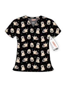 Nuevo Blusa Médica EliteMed Estampado Elástico en 4 Vías, Patrón # 900-015BLK, S-2XL - Imagen 1 de 1