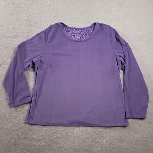 Croft & Barrow Intimates Pajama Top Women's 2XL Long Sleeve Purple Faux Fur 