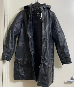 fjackets Lambskin Women Long Coat - Real Leather Zip Up Hoodie Jackets SIZE XL - Picture 1 of 10
