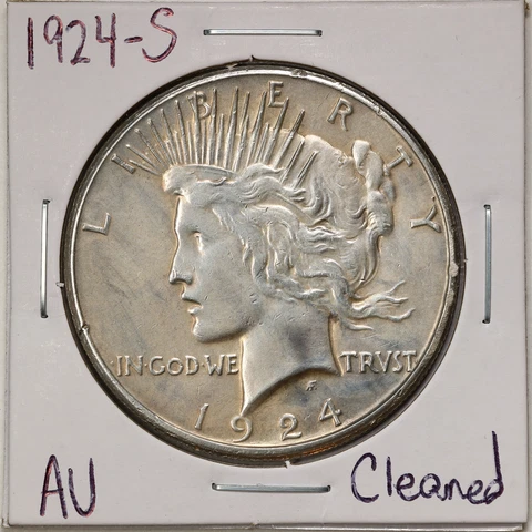 1924-S $1 Peace Silver Dollar with AU Detail Cleaned #BH00190 Cover