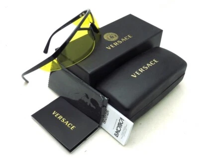 NIB Authentic Versace 4349 Gb1/85-39  Sunglasses Black Frame Yellow Lenses - Image 1 of 4