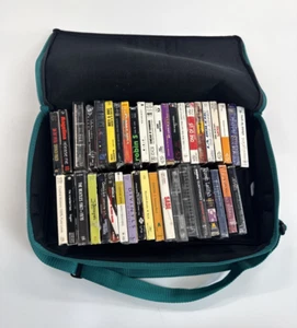 Vintage Cassette Tapes Lot of 41 Mixed Music 70s 80s Rock Pop with Carrying Case - Picture 1 of 13
