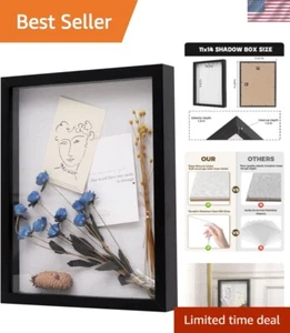 11x14 Deep Wood Shadow Box Frame - Versatile Display for Tickets, Medals & More - Picture 1 of 11