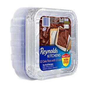 Reynolds Kitchens Aluminum 8" x 8" Cake Pans with Lids (12 ct.) - Picture 1 of 5