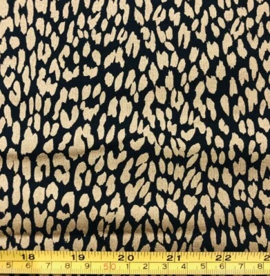 Tela Tina Chatarra Guepardo Leopardo Jaguar Animal Piel Negra y Dorada Estampado 9"x21" Foto 1 de 2