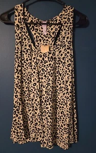Francesca's Collection Cheetah Print Tank Top With Open Slit Back, NWT, 100%... - Picture 1 of 8