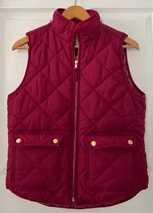 J Crew Quilted Puffer Vest Jacket Womens (S) Full Zip Lined Polyester Raspberry - Picture 1 of 12
