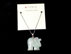 Sterling Silver Dyed Jade Carved Lucky Elephant Pedant Macy's New On Card