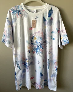 NWT PINK DAISY Women's XL Floral Watercolor Nightshirt or Beach Coverup - Picture 1 of 3