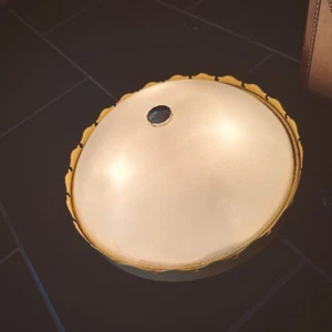 Vintage Scalloped Edge Flush Mount Metal Ceiling Light Fixture - MCM - Farmhouse - Picture 1 of 9