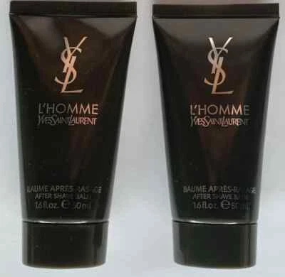 2 YSL Yves Saint Laurent L'Homme 剃须后霜 1.6 液量盎司每个旅行装新品 — 第 1/3 张图片