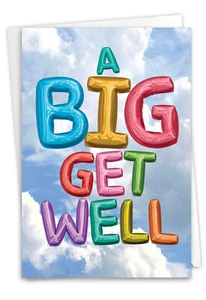 Get Well Greeting Card with 5" x 7" w/ Envelope (1 Card) Inflated Messages - Picture 1 of 6