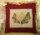 17" 20K Petit Point Colorful Butterfly Decorative Needlepoint Pillow