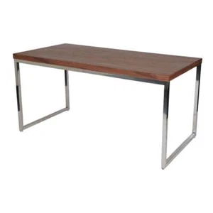Pemberly Row Modern Wood Veneer & High Polished Steel Desk in Walnut - Picture 1 of 3